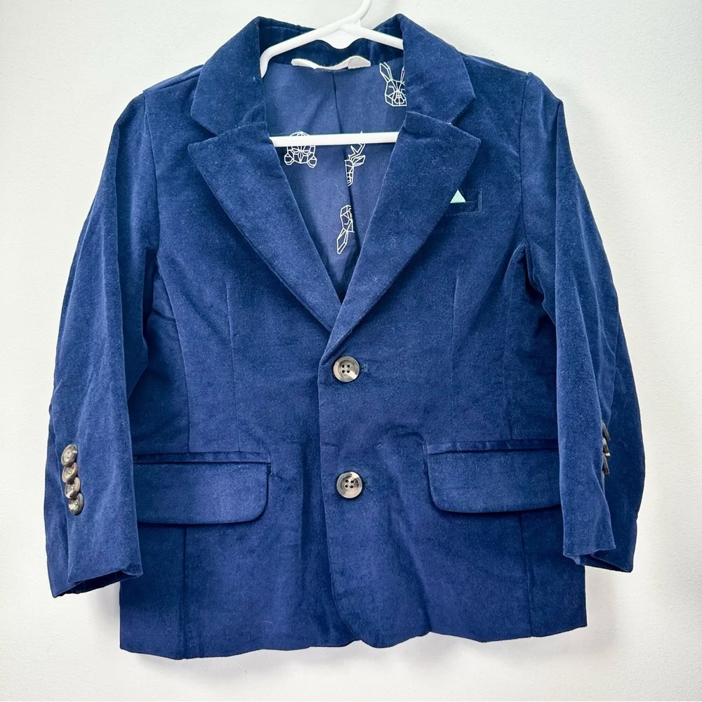 Cat & Jack Blue Velvet Blazer Jacket, Holiday, Formal, 2T